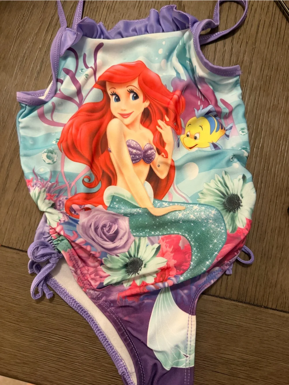 Disney Little Mermaid Girls Purple Turquoise Red One-Piece Swimsuit